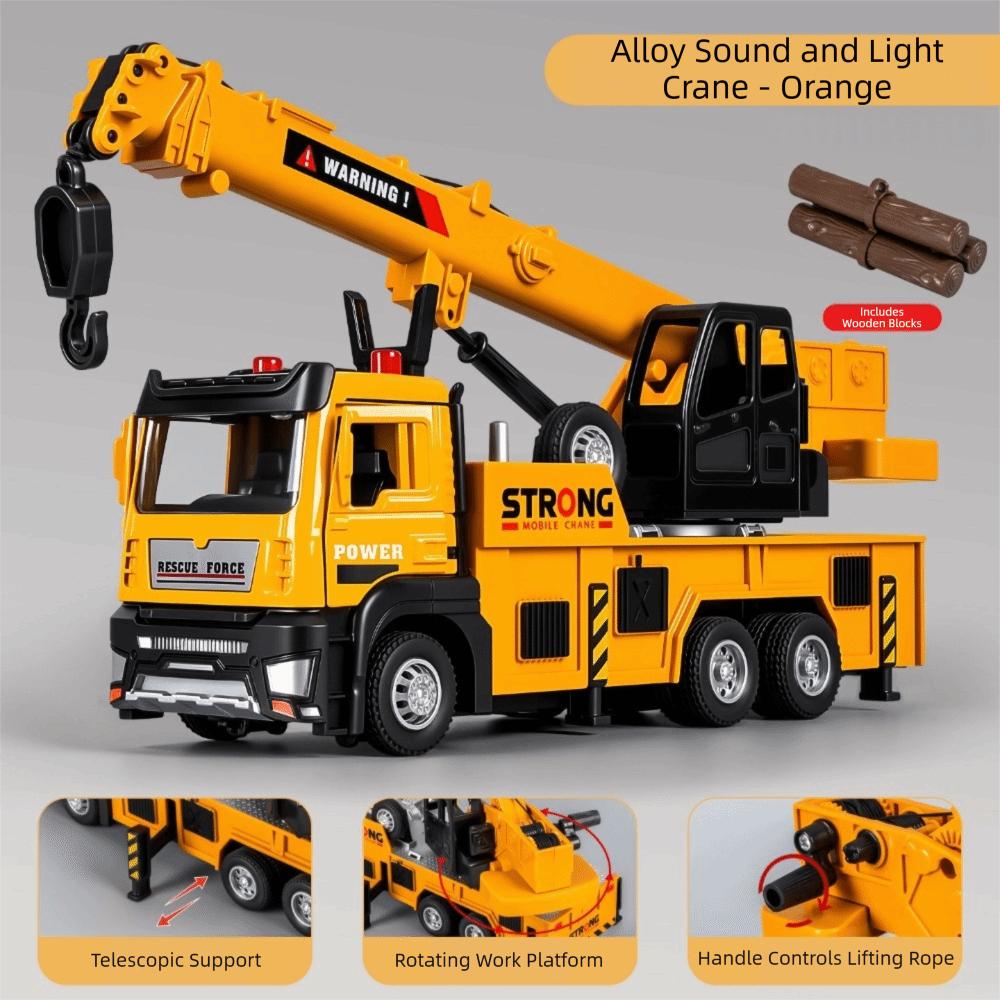 Large Size Engineering Vehicle Model Sounds Lights Diecast Set Construction Trucks Boys Gift