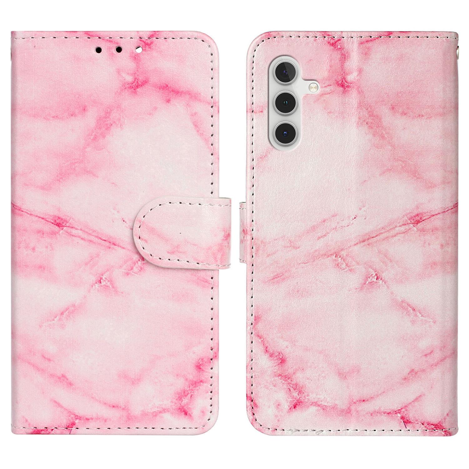 

For Samsung Galaxy A36 5G Case Pattern PU Leather Flip Phone Cover Pink Marble