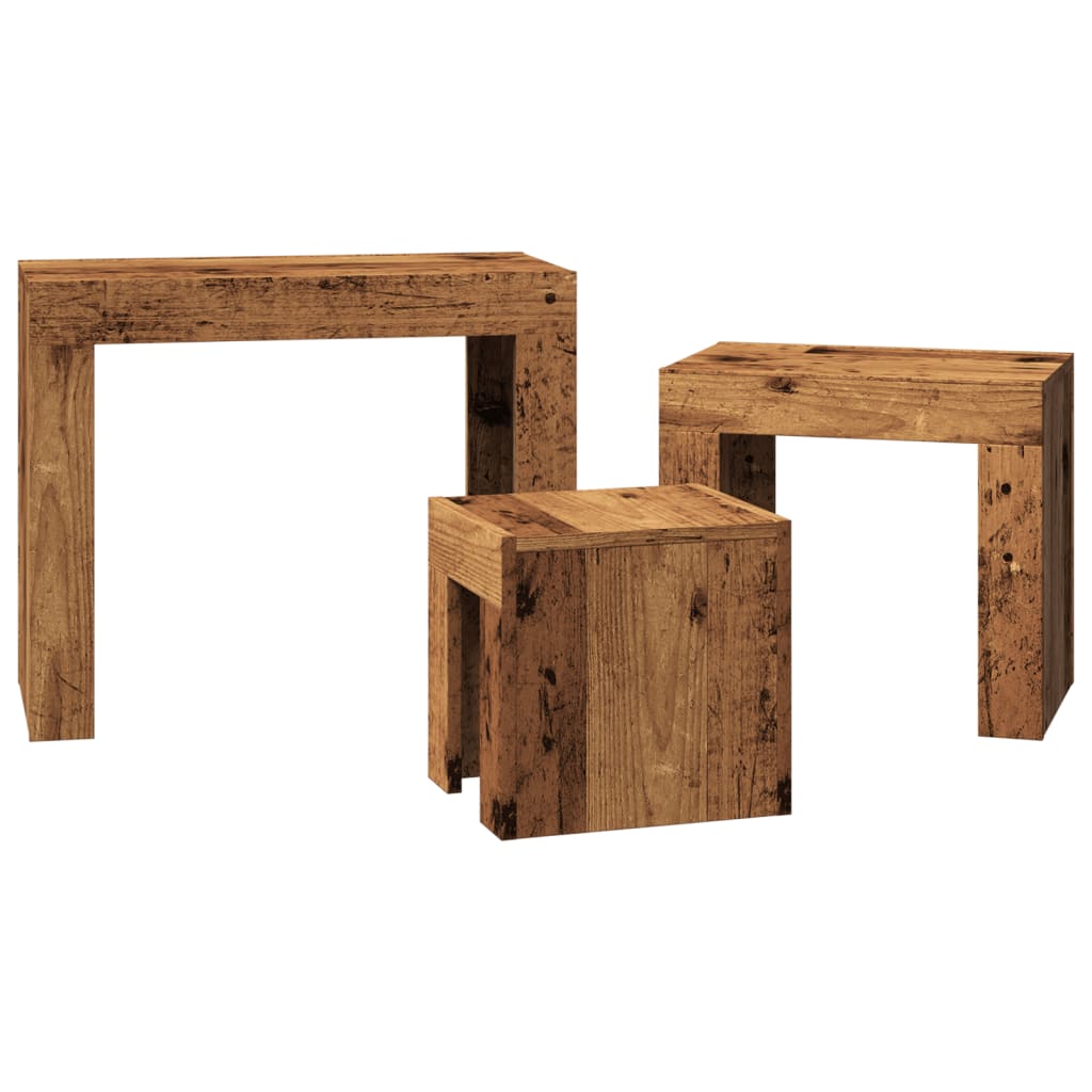 Vidaxl Coffee Tables, Nesting, 3 Pcs, Old Wood