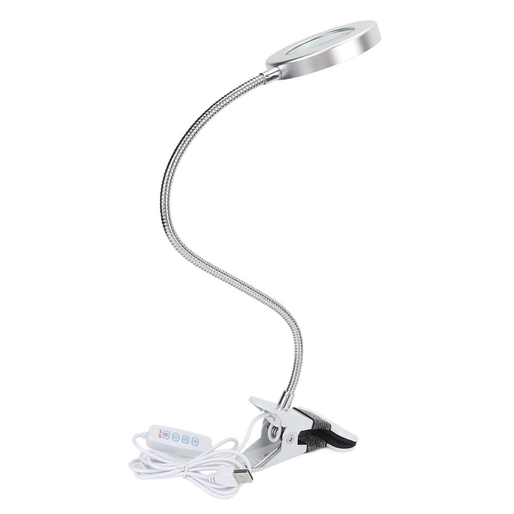USB Desk Reading Lamp 3 Color Temperature 10 Gears Tattoo LED Light Lamp with Magnifying