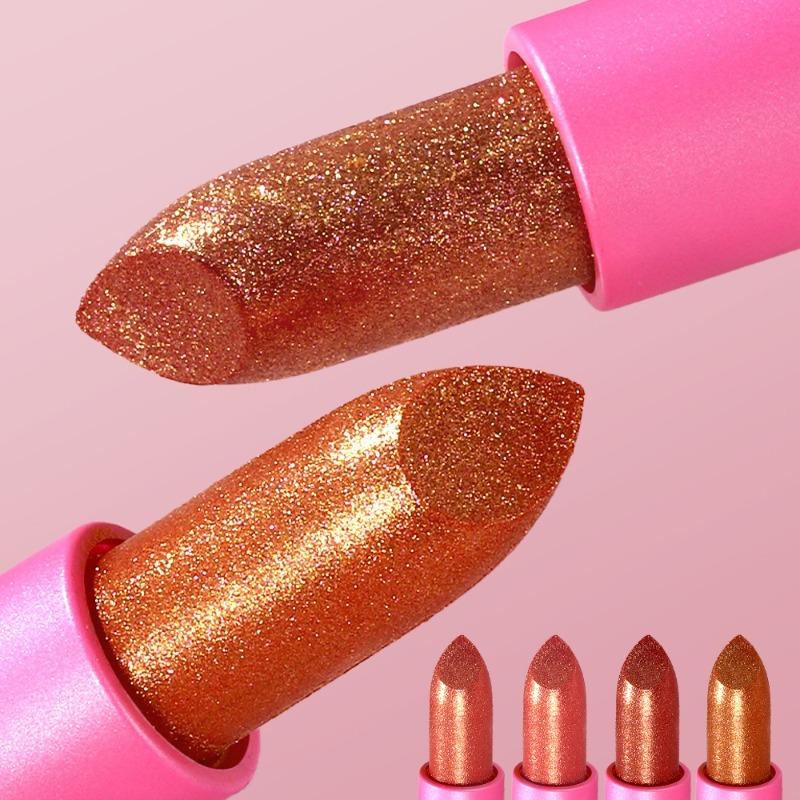 Lipstick Waterproof Long Lasting Moisturizing Golden Shining Non-stick Cup Pearlescent Diamond Lip Tint Red Sexy Lips Makeup