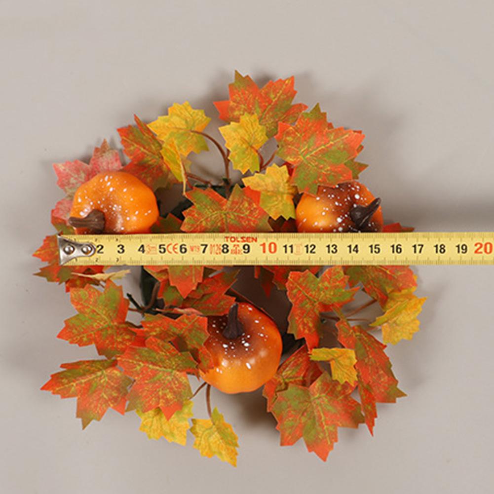 Artificial Candle Holder Rings With Maple Leaf Pumpkin Berry Lightweight Silk Fabric Artificial Garland For Thanksgiving Halloween Decoration