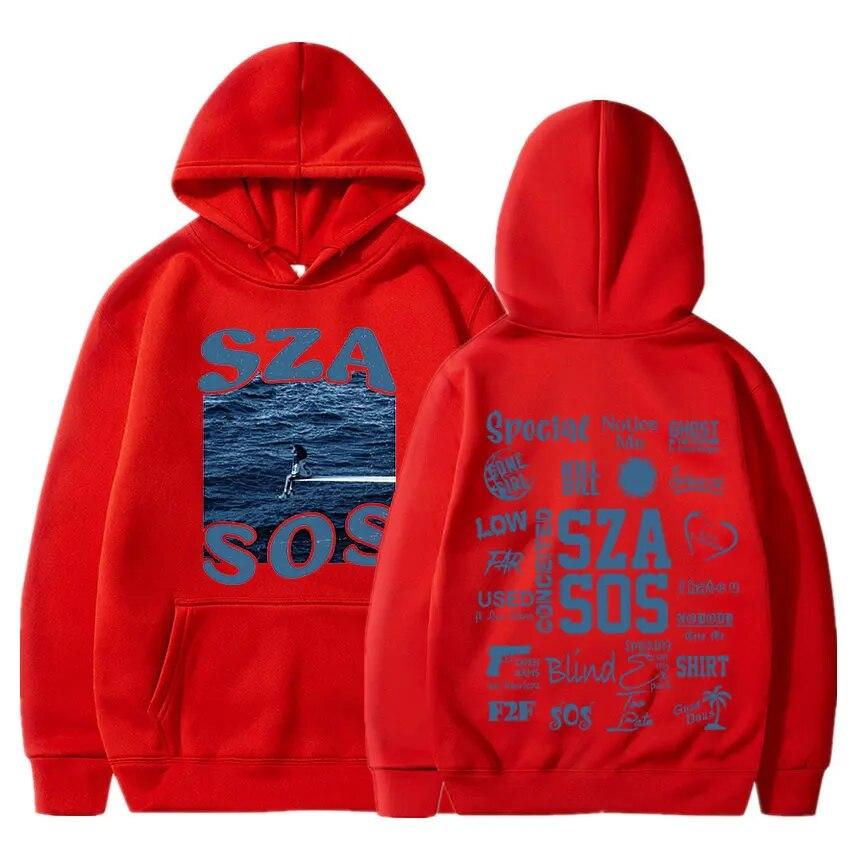 SZA Music Album SOS Graphic Hoodie Unisex WoUnisex Vintage Oversize Hoodies Casual Loose Gothic Sweatshirt Hip Hop Streetwear Unisex