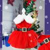 Cute Pet Dresses Christmas Festival Party Costume for Small Dogs Cats Red Princess Skirt Gifts Yorkshire French Bulldog Clothes