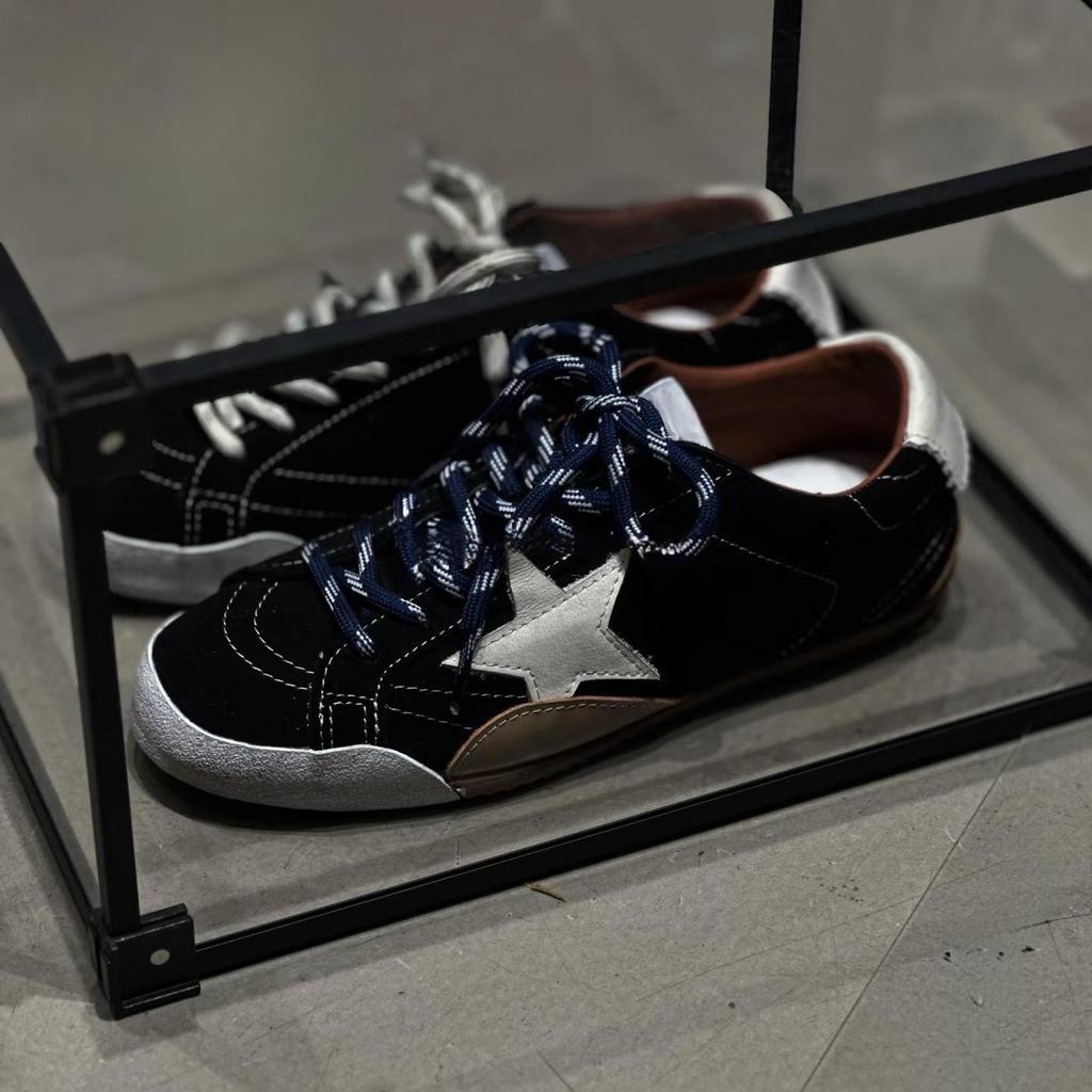 Star Little Distressed White Women's Sneakers - 2025 Autumn Trendy Casual Round Toe Trainers