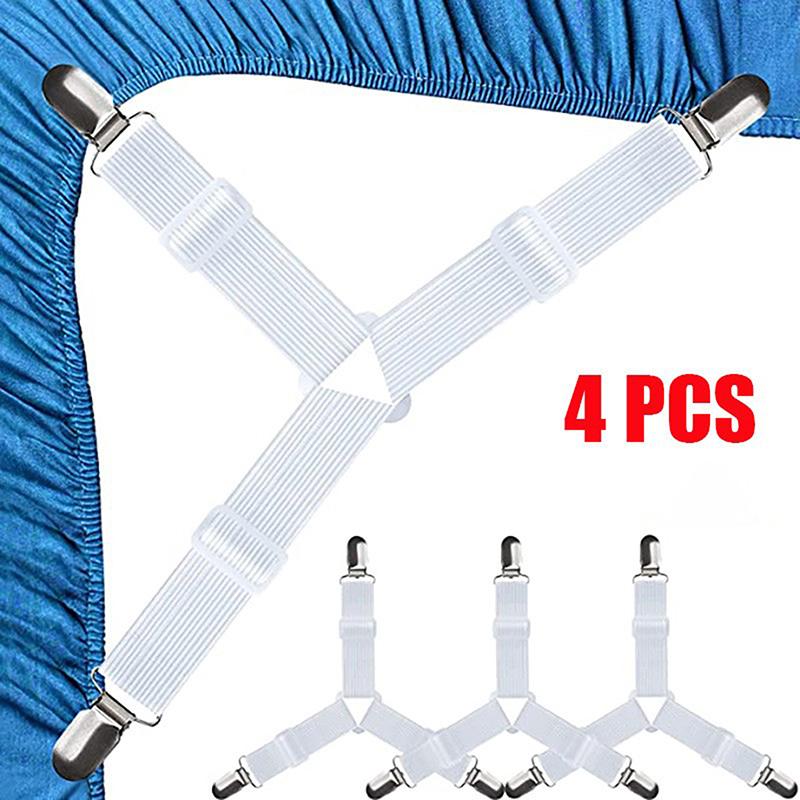 4 Pcs Triangle Bed Sheet Holders Fitted Sheet Clips Adjustable Sheet Suspenders Mattress Gripper Clips For Bed Mattress Cover