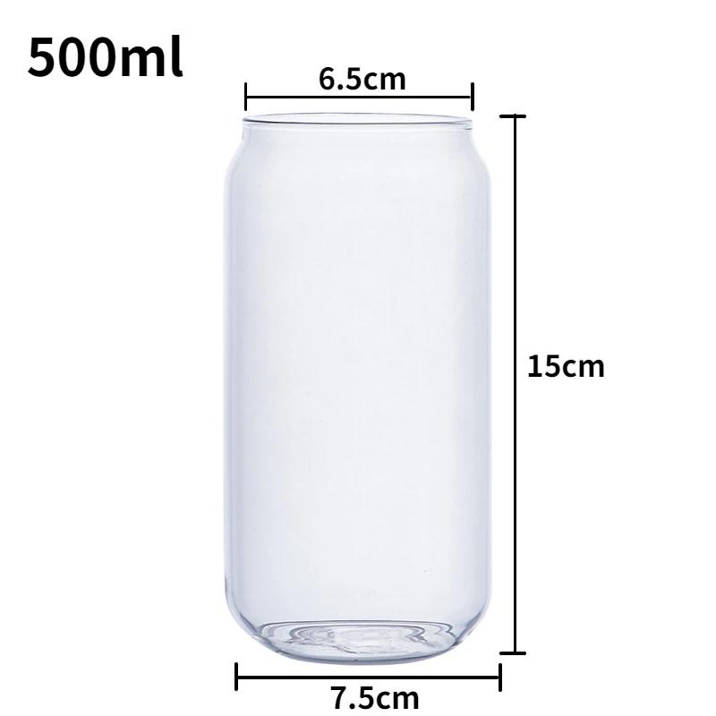 360/500ml Glass Cup Reusable Straw Coke Cup Transparent Water Juice Glass Beer Can Milk Coffee Mug Drinkware Kitchen Accessories