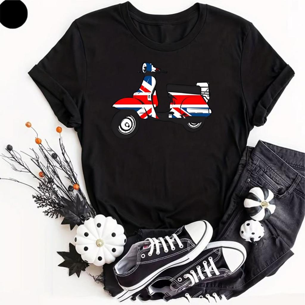 SCOOTER T SHIRT - Union Jack Scooters Target Band UK Flag Shirt Unisex Top Tee