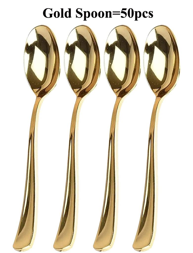 75pcs Gold Plastic Silverware- Disposable Gold Glitter Plastic Cutlery- Plastic Flatware Includes 25 Forks, 25 Spoons, 25 Knives