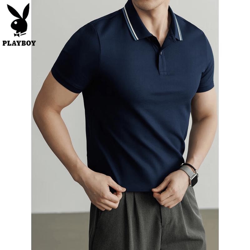PLAYBOY Men s Preppy Style Cool-Touch Short Sleeve Polo Shirt L