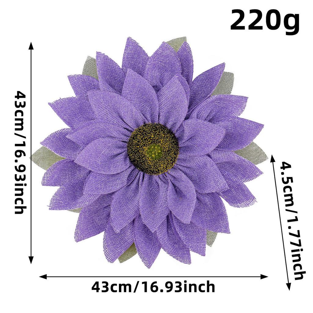 

Sunflower Fabric Wreath Wall Hanging For Holiday Event Decor Garden Entrance фіолетовий