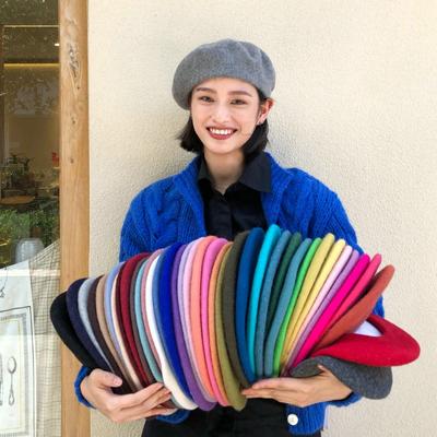 Wollbarett Damen Herbst Winter Vielseitige Retro Malermütze