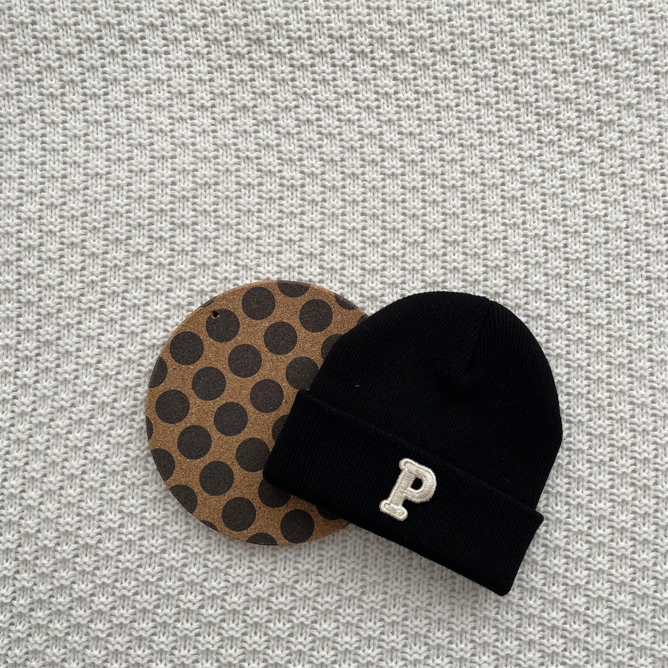 

Модная детская шапка из хлопка и шерсти, 0-3 года, дизайн с буквой P, весна/осень, корейский стиль 0-3 Years