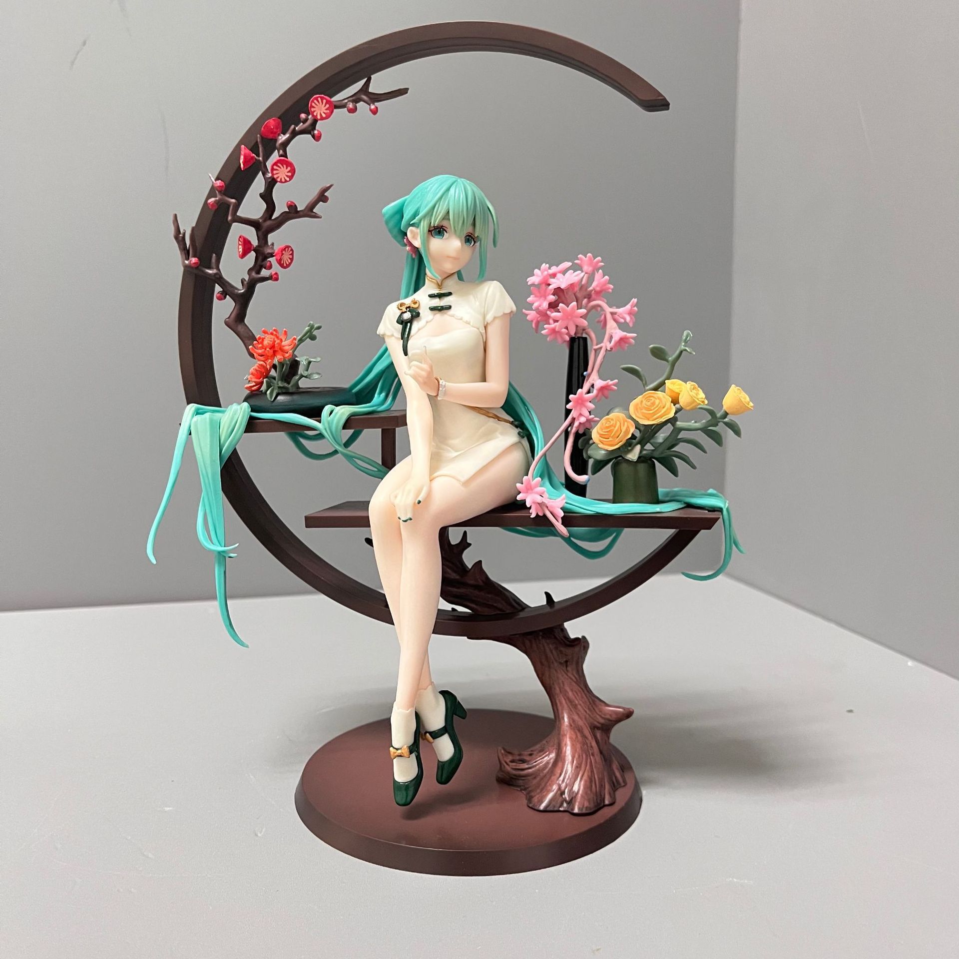Shaohua Cheongsam 1/7 Can Be Changed Hands, Sitting Animation Figure Model Toy Ornament 25cm