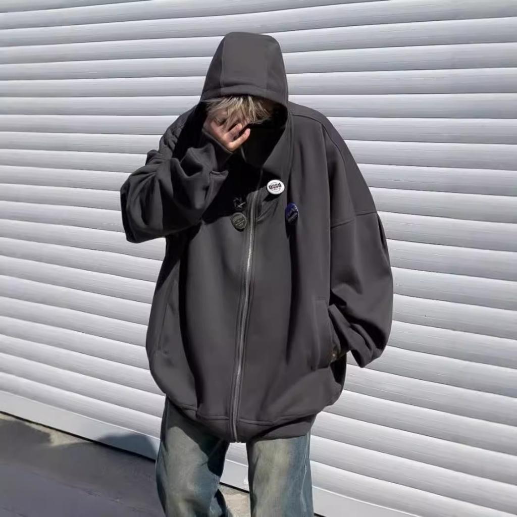 Retro Reißverschluss Stehkragen Strickjacke Mantel Herren Neuer Hoodie Mantel im Winter