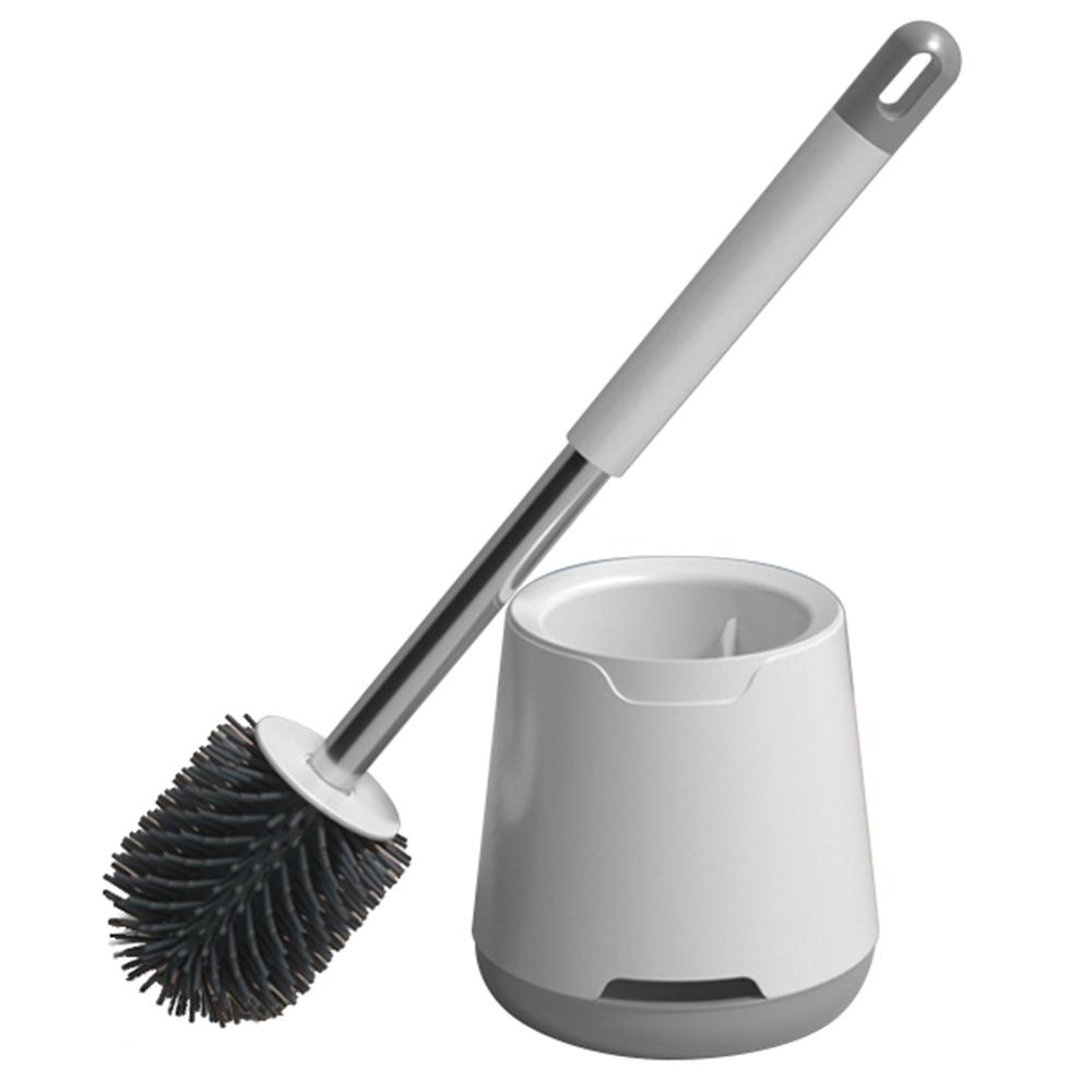 Soft Silicone Toilet Brush with Holder Long Handle Cleaning Brush No Dead Angle for Bathroom