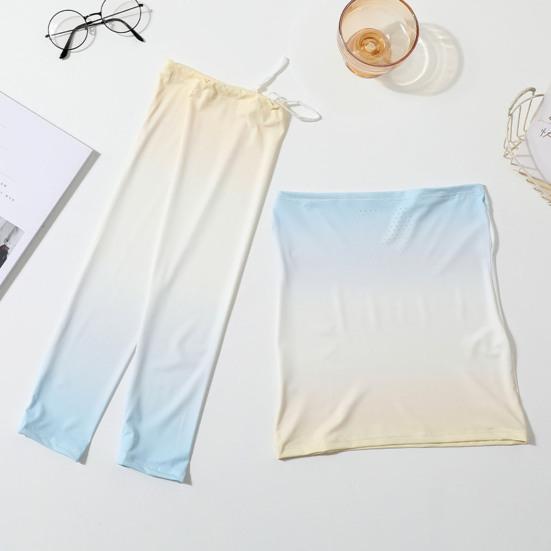 2Pcs/Set Face Guard Sun Protection Oversleeve Set, Ice Silk Cooling Fabric Arm Sleeves with Thumb Buckle Cuffs, Outdoor Cycling Driving Beach Summer