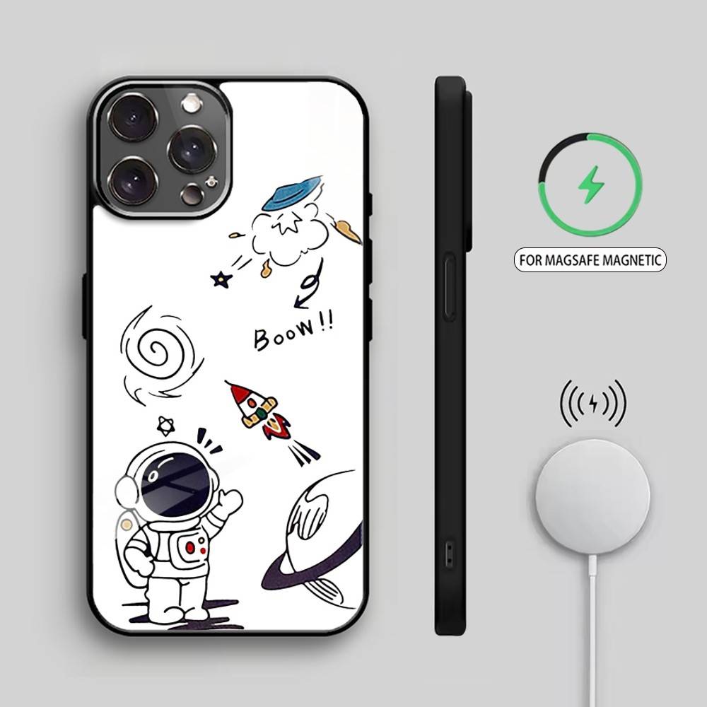 A-Astronaut in Space Phone Case For iPhone17,16,15,14,13,12,11 Plus,Pro Max Magnetic For Magsafe Wireless Charging