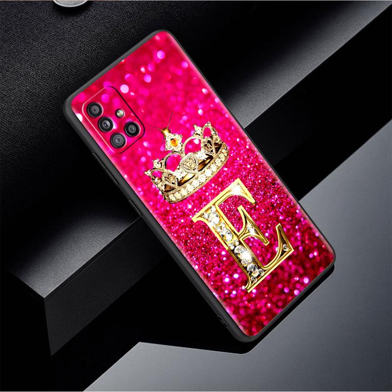 Pink Diamonds Letter Case For Samsung Galaxy A54 A52 A14 5G A53 A12 A13 A71 A23 A34 A33 A21s Phone Cover