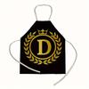 1 personalized letter apron with golden crown print on a black background, suitable for kitchen baking and barbecue