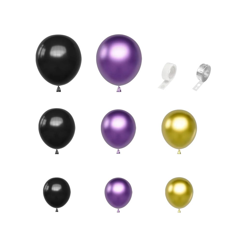 Purple Black Garland Arch Set - 143 Pcs For Baby Showers, Birthdays, Graduations, Engagements, Anniversaries With Black And Gold Accents
