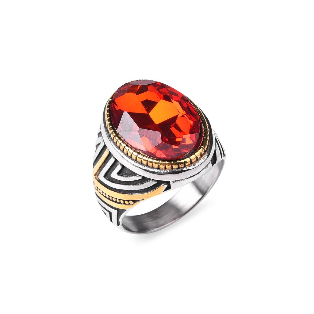 Men's/Women High Quality 316LStainless Steel Onyx Gilded Rings Classic Fashion Trend Jewelry