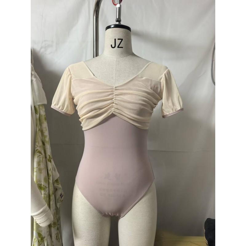 Womens Short Sleeve Ballet Leotard Dance Practice Performance Gymnastics Workout Stretchy Nylon Bodysuit