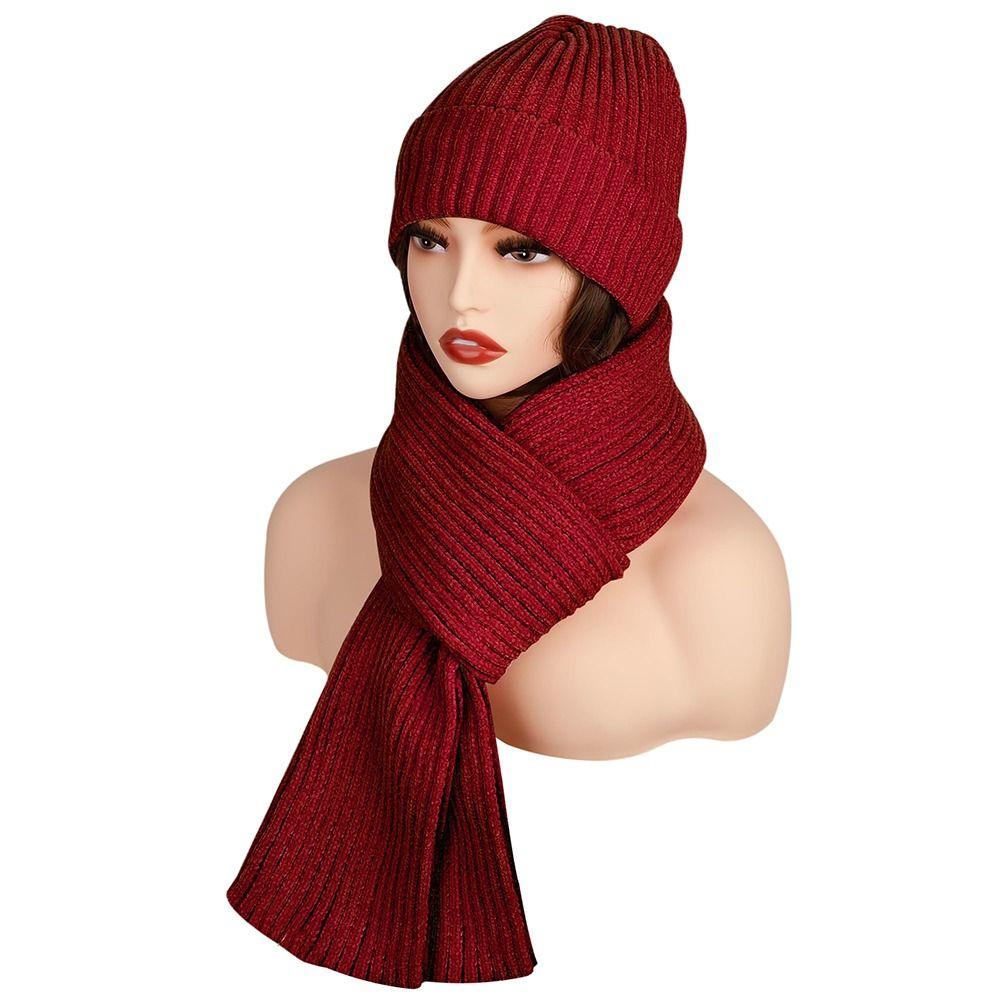 Soft Hat Scarf Gloves Set Solid Color Winter Cable Beanie Hat Touchscreen Gloves for 3Pcs/Set Men