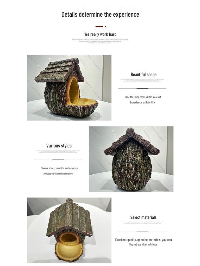 Resin Tree Stump Birdhouse & Feeder Garden Decoration