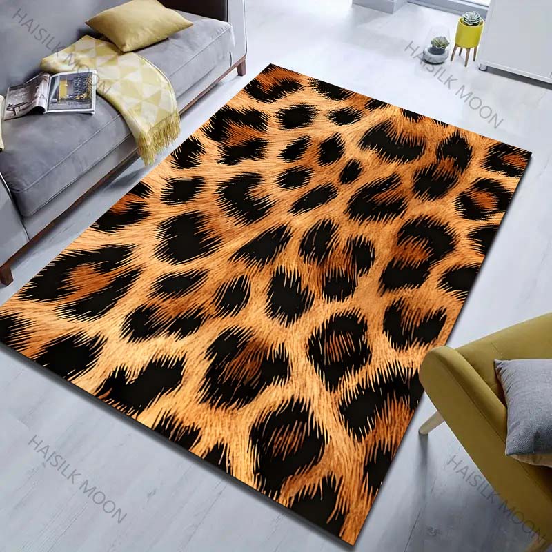 1PC Leopard Print Carpet for Bedroom Living Room Bedside Sofa Floor Mat Modern Home Decor Area Rug Large Size for Gifts