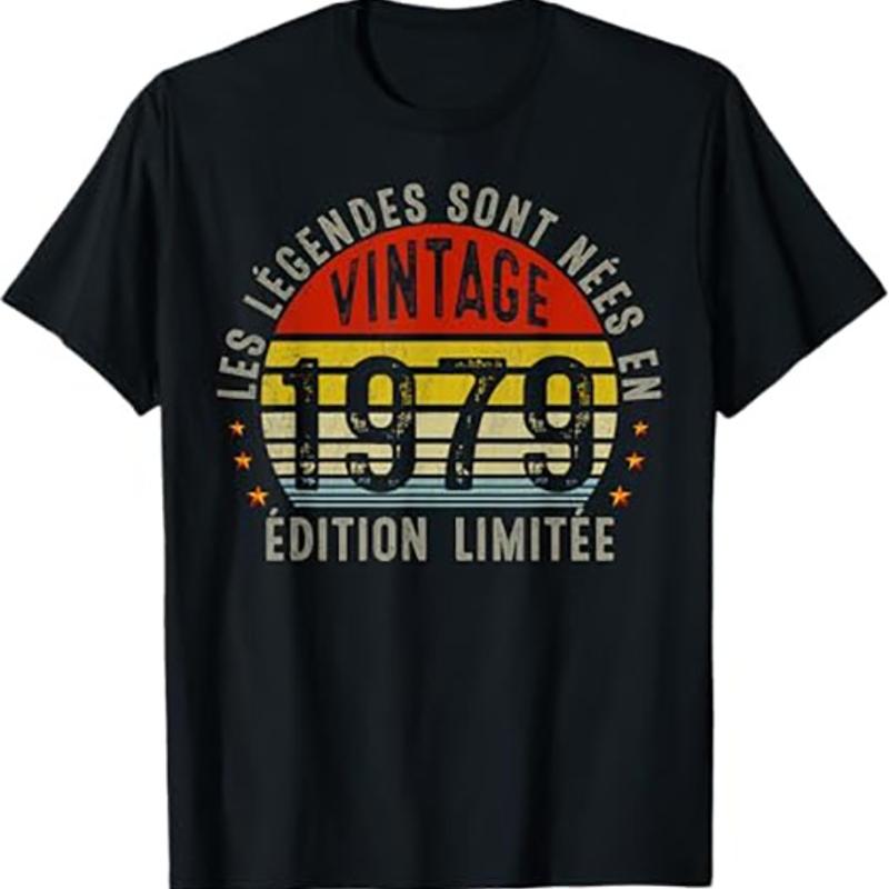 

Legends are born in 1979 45th Anniversary T Shirt Black S разноцветный