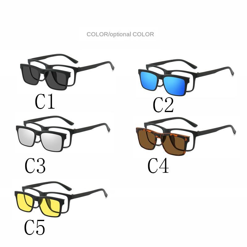 PC 2In 1 New Style Magnet Clip On Glasses Frame Trend Fishing Driving Sunglasses For Men  Optical Computer Glasses UV400