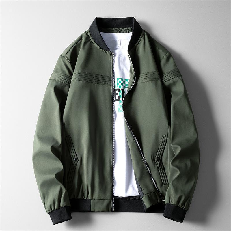 

Spring and Autumn New Tops Men s Jackets Stand-up Collar Jackets Korean Version of Trendy Slim-fitting Outerwear Casual Men s Clothing 4XL армія зелений колір