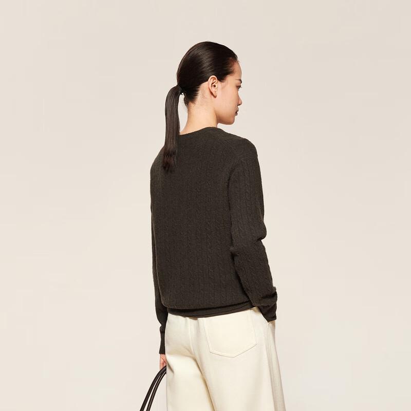 LESS 2024 Winter Merino Wool Blend Round Neck Pullover Sweater M