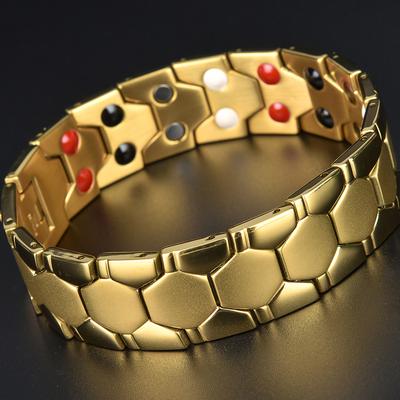 Gold Farbe 18MM Breite 4 In 1 Magnetische Mann Armband Männlichen Schmuck Solide 316L Edelstahl männer Armbänder Armreifen schmuck