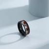 Mode Hirsch Familie Schwarz Jagd Edelstahl Ringe für Herren Damen KOA Holz Einlage Abgeschrägte Polierte Kante Eheringe Schmuck