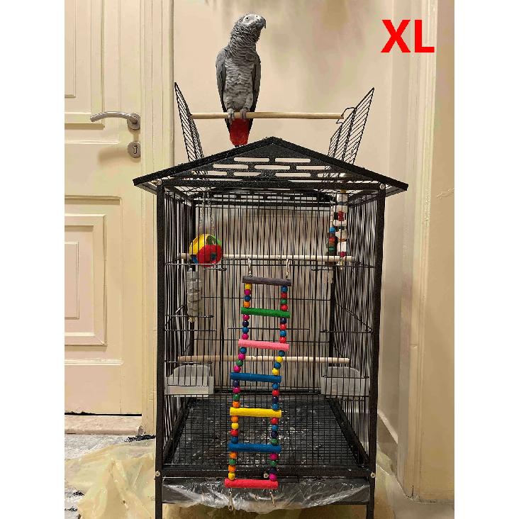 Giocattolo pappagallo con design a scala decorato con perline colorate, adatto agli uccelli per arrampicarsi, giocare, dondolarsi, accessori e forniture per gabbie per uccelli
