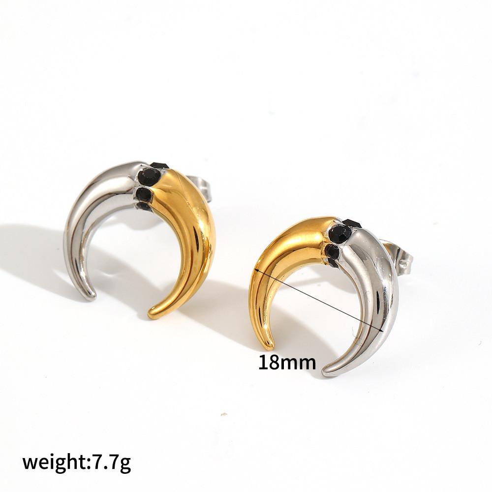 Minimalist Heart Shape Stainless Steel Earring Set With Moon Elements For Women