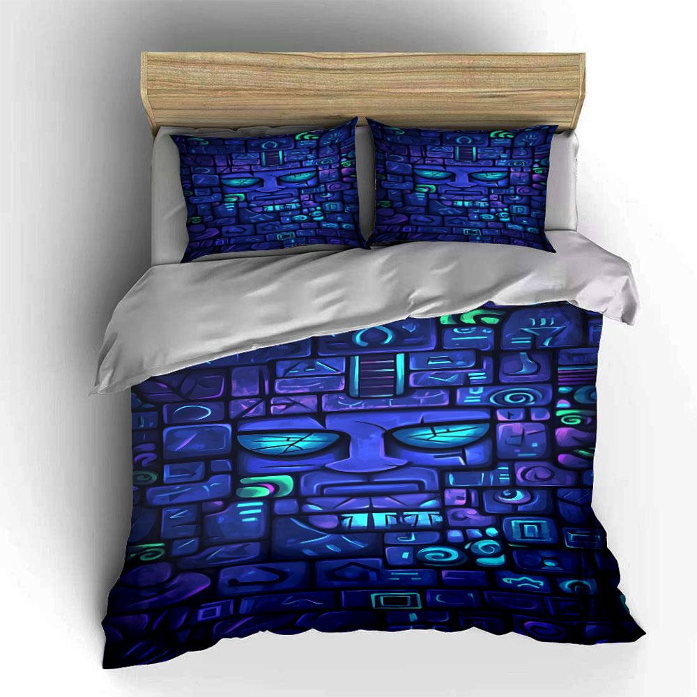 Abstract geometric face pattern. Bedding sets Duvet cover sets Duvet covers Pillowcases(1*Duvet Cover 2*Pillowcases without duvet insert)