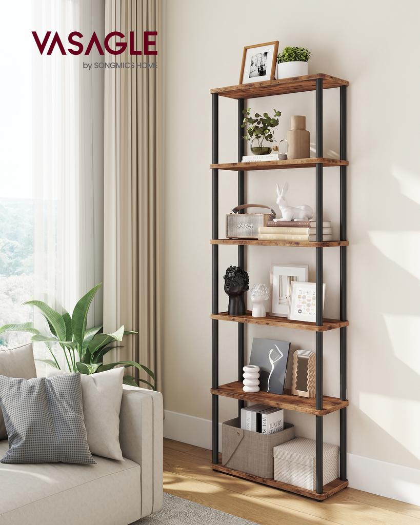 VASAGLE Super schnelle werkzeuglose Montage, 6-stufiges Lagerregal, Standregal, 23,8 x 60 x 173,4 cm, Wohnzimmer, Schlafzimmer, Küche