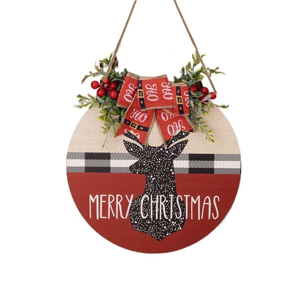 Hanging Santa Wreath Door Pendant Wood Front Door Pendant Christmas Wreaths Signs  For Front Door