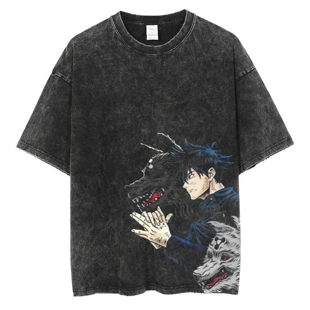 Gojo Satoru Harajuku Anime Jujutsu Kaisen Letní Pánské Tričko Perte Čistá Bavlna s Vodou Bavlna Fitness Vintage Street Krátký Rukáv