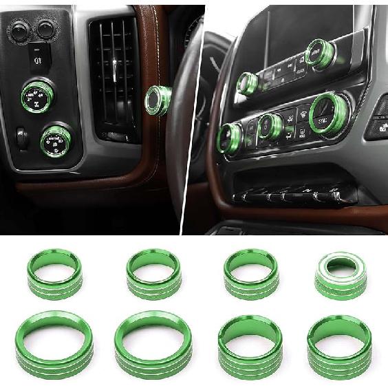for Silverado Center Console Knob Cover Trim Ring Blue for Chevy Silverado/Suburban/GMC Sierra 2014-2018 Blue Interior Accessories 8pcs