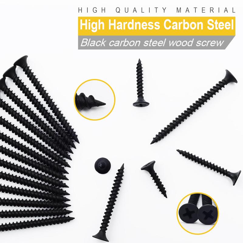209Pcs Black Wood Screw Combination, M4M5 Cross Wood Screw Set