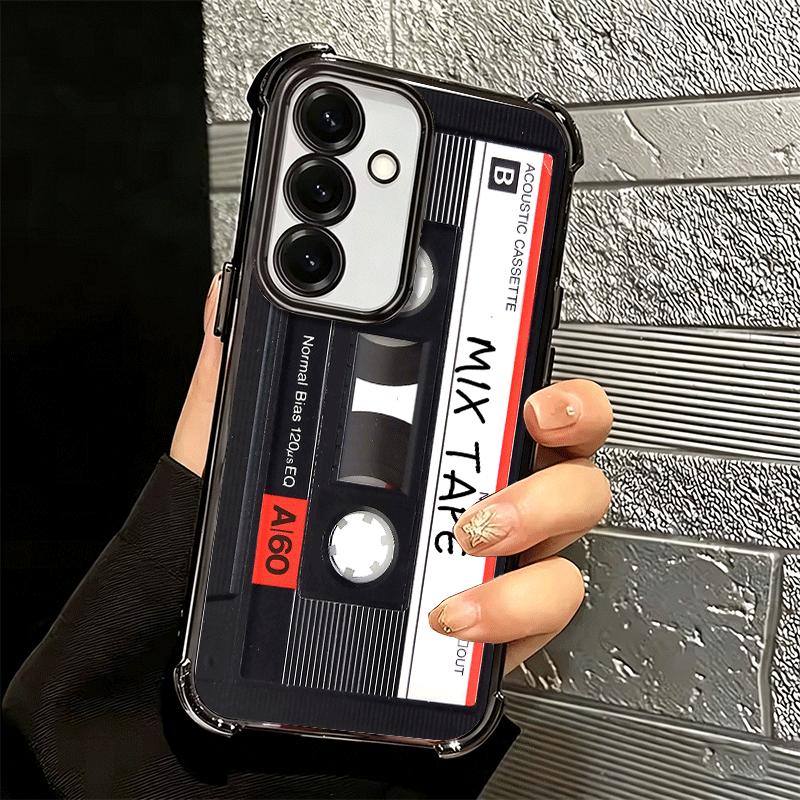 Vintage 90S Cassette Tape Pattern Plating Phone Case For Samsung A17 A07 A37 A57 A16 A56 A15 A55 A14 A54 A13 A53 A26 A36 A25 A35