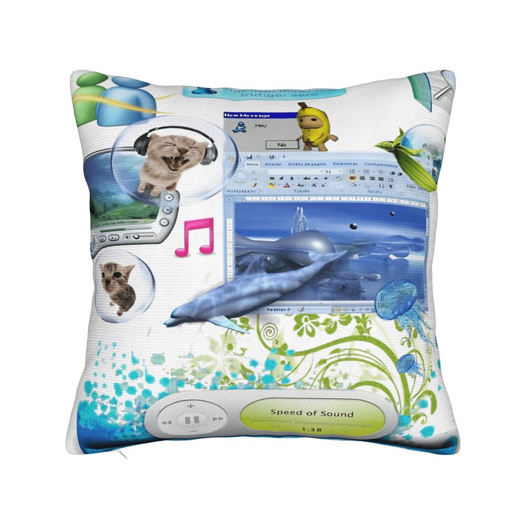 Poszewka na poduszkę Frutiger Aero Wzór Kota Poszewka na poduszkę na Krzesło Sofę Dekoracja Domu Nowoczesne Poszewki na poduszki