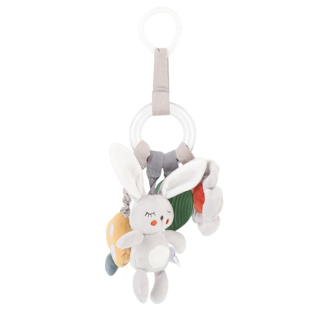 Jucărie Zornăitoare Agățată pentru Pătuț Bebeluș Iepuraș Desen Animat cu Clips Jucărie de Pluș Agățată pentru Călătorii cu Mașina pentru Sugari
