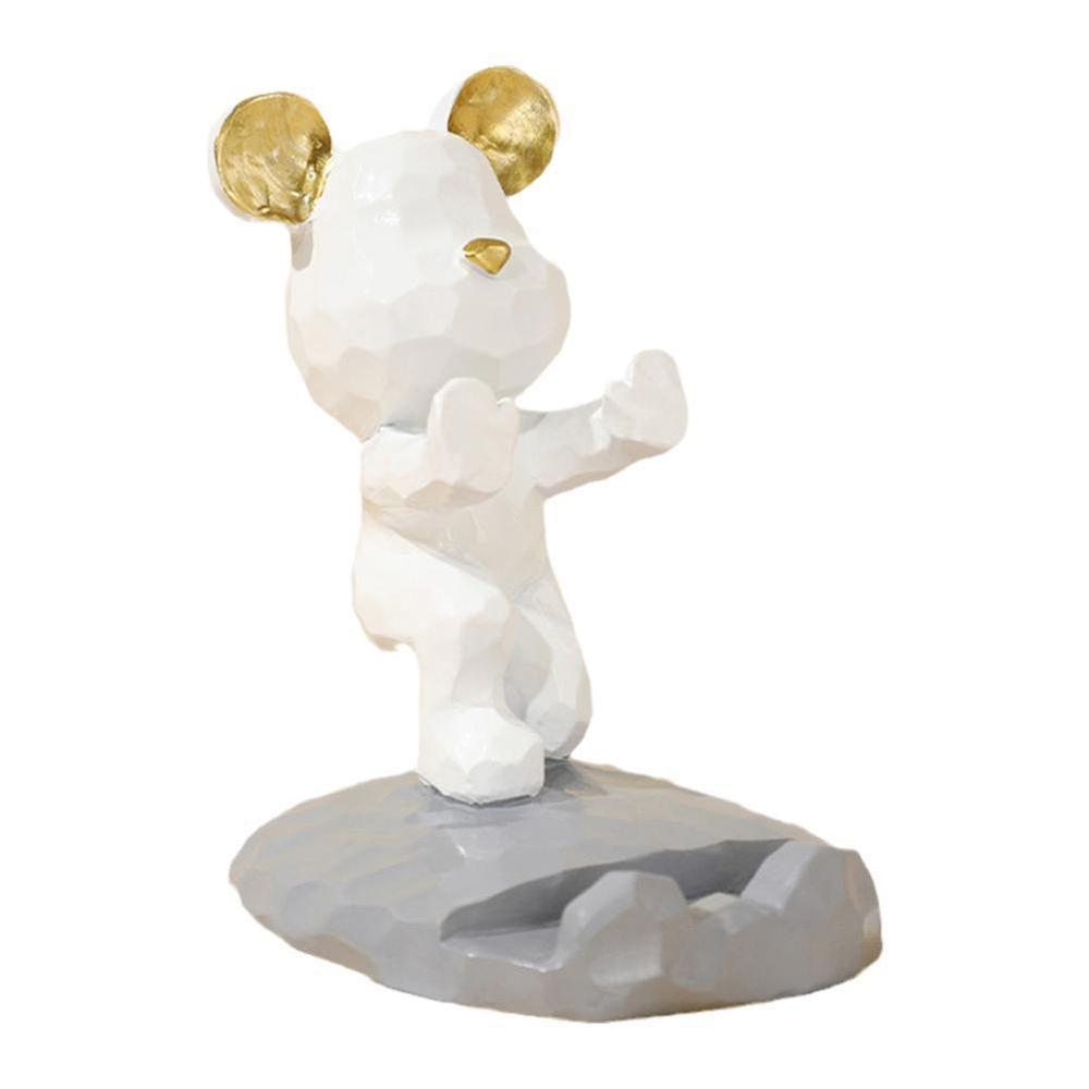 

Desk Ornaments Gift Home Decoration Storage Holders Bear Sculpture Mobile Phone Stand Phone Holder Bear hand White
