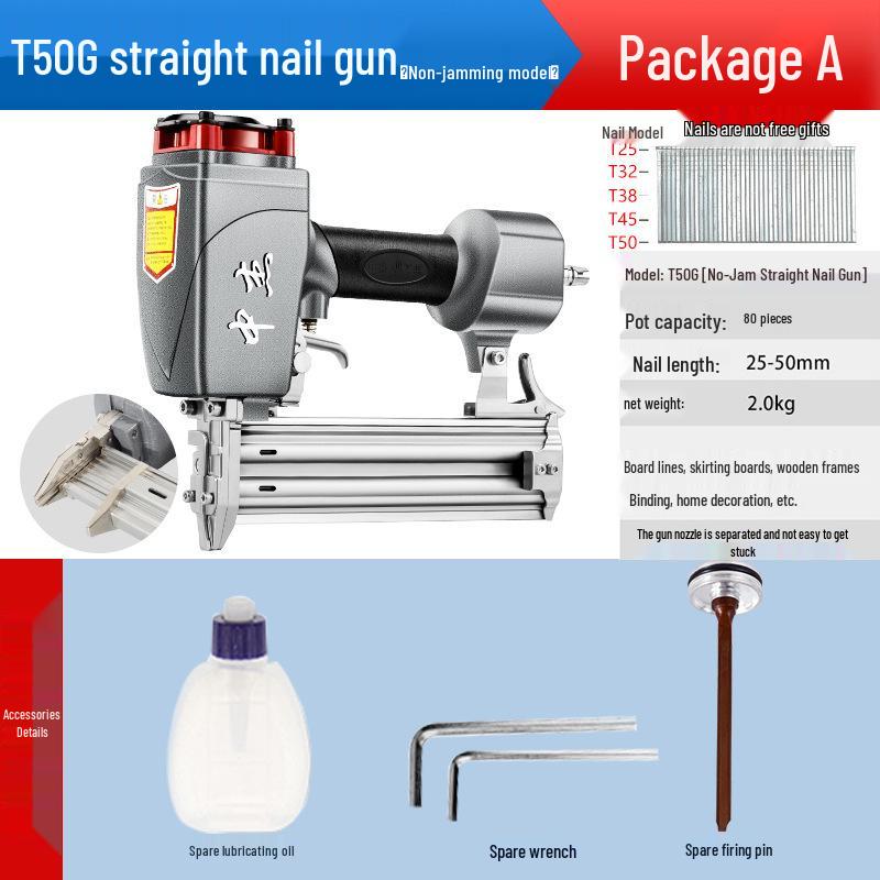Zhongjie Pneumatic Brad Nailer - No Jam Woodworking Nail & Staple Gun