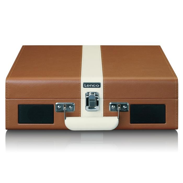 Classic phono tt-120bnwh - platine vinyle avec bluetooth®, haut-parleurs intégrés et batterie rechargeable intégrée - marron/blanc